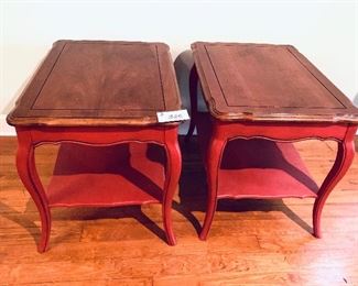 Pair of end tables 20 inches wide by 28 inches long by 22 inches tall $35 each
 (see next photo for discoloration)