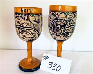 2 wooden goblets from Haiti. 
7”t $25