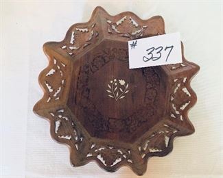 Carved wooden dish from India 10 inches wide $16