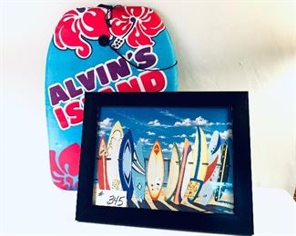 Boogie board and surfboard picture 19.5 wide by 15.5 tall set $35