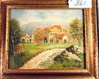 Oil/acrylic on board or metal from Italy 16 inches wide by 13.5 inches tall $200