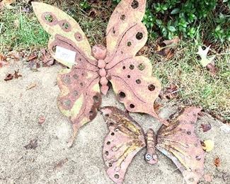 Pair of metal butterflies 24 inches long and 15 inches long $35