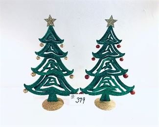 Pair of Christmas trees 16 inches tall by 10 inches wide $16
