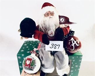 Alabama Christmas lot-  Santa 15 inches tall , two ornaments set $40