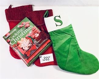 Christmas cookbook and three stockings set $22