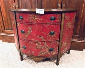 Red Bombay cabinet excursions by Lane venture ,46 inches wide 20 inches deep 34 inches tall
 see photo for damage top $200