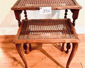 Pair of nesting tables (one without glass) 18 inches tall and 17 inches tall $65 for the pair