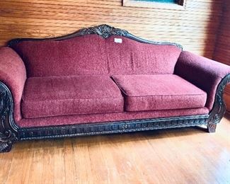 Burgundy couch 8 feet long by 3 feet deep $300 in good shape
