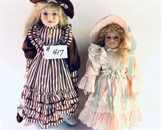 417A- vintage doll 21”t $40
417B- Dynasty Doll 18”t $ 25