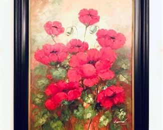Oil on canvas poppies 46 inches wide by 57 inches tall $450