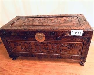 Small wood trunk 
See photos for damage. 
34.5” w. 16 d.  17.5 t. 
$85