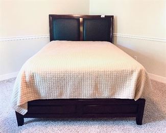 #462- Full size bed with faux leather head board. 
Mattress free with purchase. 
$250