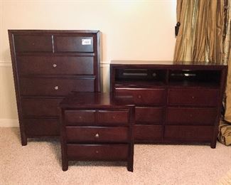 #463- Dresser, TV cabinet, nightstand furniture set $250 
missing knobs and pulls. See photos. 