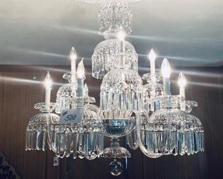 #500- Vintage Blown and cut glass chandelier 30 inches wide by 35 inches long 
nine arms $1250