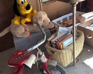 Vintage Tricycle, Stuffed Animals and Children's Books