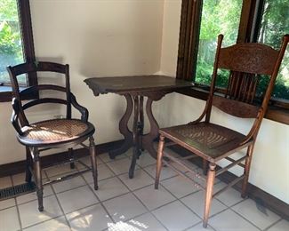 Vintage Table and Caned Chairs
