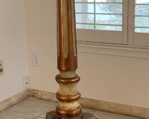 #1 1960s Jeanne Valentine Mexican MCM Hand Carved Table Lamp 43in H x 12.5in Diameter