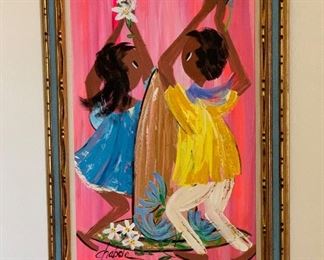 	*Original* Chabela Elizabeth C. Haas Boy/Girl Sombrero Dance Painting	44x32x2in	HxWxD
