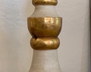 AS-IS Mexican Carved Wood Lamp 39in H x 15in Diameter