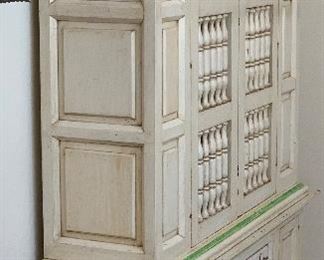 Hand Painted Mexican Rustic Hutch Cabinet	78x60x17.5in	HxWxD