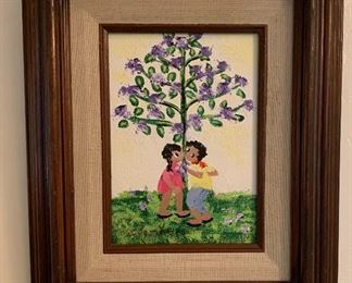 Small *Original* Art Chabela Elizabeth C. Haas  Boy/Girl Tree Painting	12x10x1in	HxWxD