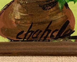 Small *Original* Art Chabela Elizabeth C. Haas  Woman on Chair Flowers Painting	12x14x1.5in	HxWxD
