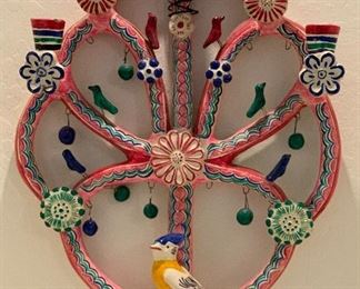 "#2 Tree of Life Mexican Folk Art Candelabra FLORES FAMILY"	23x16x4in	HxWxD
