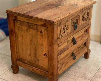 Carved Mexican Rustic Nightstand Single	21x25x17.5in	HxWxD
