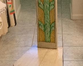 Mexican Folk Art Carved Wood Daisy Chair 48x13x16in HxWxD