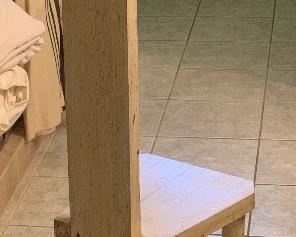 Mexican Folk Art Carved Wood Daisy Chair 48x13x16in HxWxD