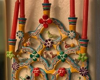 Mexican Folk Art Carved Wood Daisy Chair	48x13x16in	HxWxD
