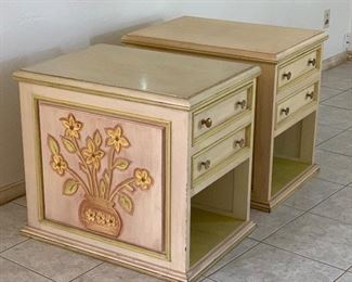 2pc Hand Carved Mexican MCM End Tables/Nightstands PAIR 25x20x28in HxWxD