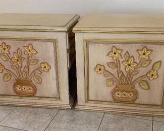 2pc Hand Carved Mexican MCM End Tables/Nightstands PAIR 25x20x28in HxWxD