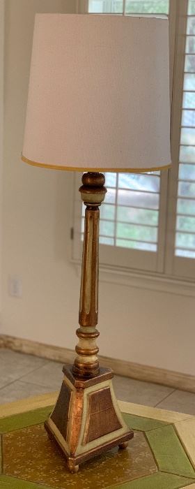 #1 1960s Jeanne Valentine Mexican MCM Hand Carved Table Lamp 43in H x 12.5in Diameter