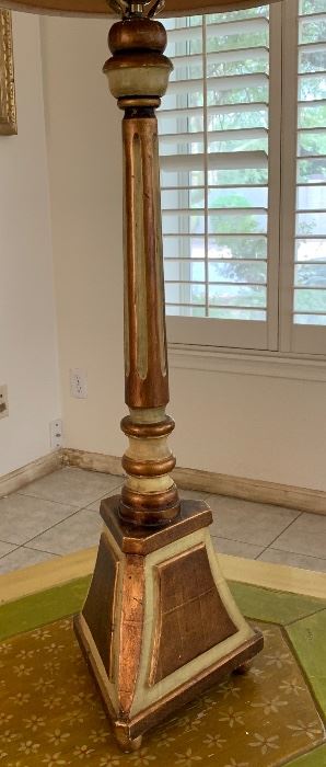 #1 1960s Jeanne Valentine Mexican MCM Hand Carved Table Lamp 43in H x 12.5in Diameter