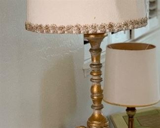 #2 1960s Jeanne Valentine Mexican MCM Ornate Carved Table Lamp 41 in H x 19in diameter