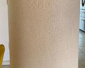 #3 1960s Jeanne Valentine Mexican MCM Hand Carved Table Lamp Short Column 30in H x 13in Diameter