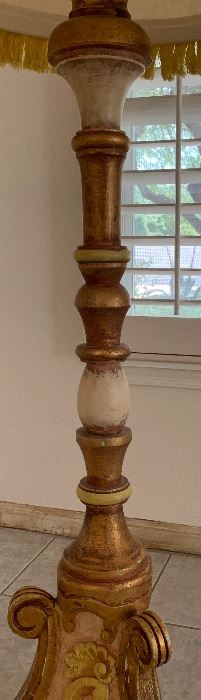 #4 1960s Jeanne Valentine Mexican MCM Hand Ornate Carved Floor Lamp 60in H x 20in Diameter