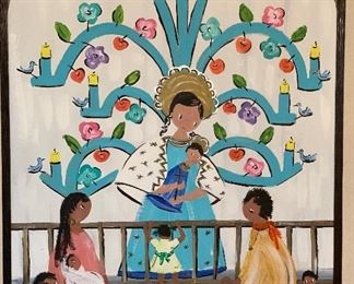 *Original* Chabela Elizabeth C. Haas Mary & Jesus Mexican Art Painting 46x34x2.5in HxWxD