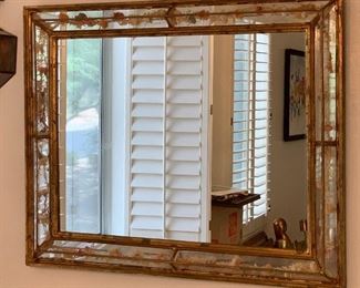Glass Flower Preserve framed Rustic Mexico Mirror 32x39x2.5in HxWxD
