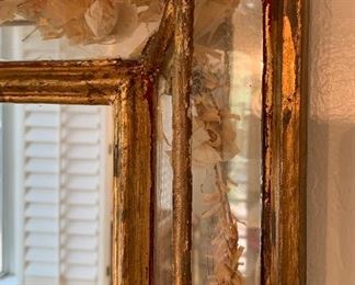 Glass Flower Preserve framed Rustic Mexico Mirror 32x39x2.5in HxWxD