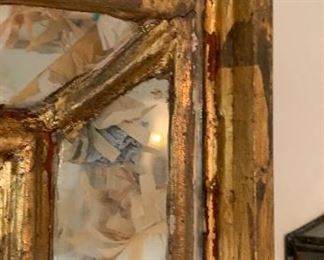 Glass Flower Preserve framed Rustic Mexico Mirror 32x39x2.5in HxWxD