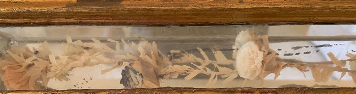 Glass Flower Preserve framed Rustic Mexico Mirror 32x39x2.5in HxWxD