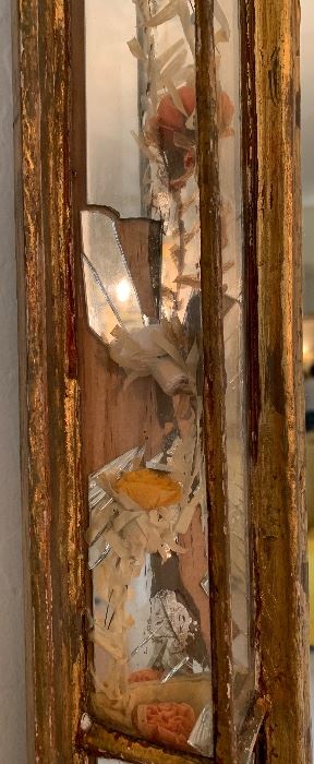 Glass Flower Preserve framed Rustic Mexico Mirror 32x39x2.5in HxWxD