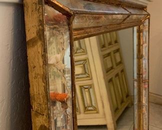 Glass Flower Preserve framed Rustic Mexico Mirror 32x39x2.5in HxWxD