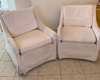 2pc 1960s White Chairs PAIR 30x26x31in HxWxD