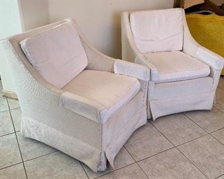 2pc 1960s White Chairs PAIR 30x26x31in HxWxD