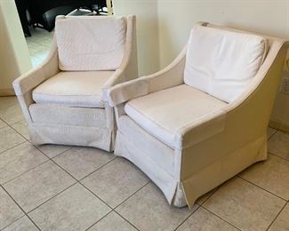 2pc 1960s White Chairs PAIR 30x26x31in HxWxD