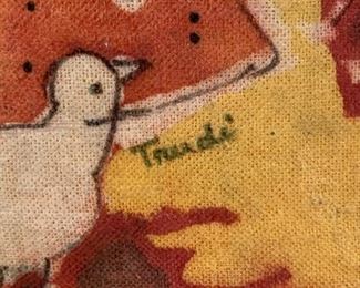 *Original* Textile Art Vintage Mexico Trudi 22x21x1in HxWxD