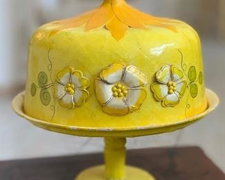 Vintage Mexican Paper Mache Cake Pamplona Cake Stand Papel Mache 12in H x 12in Diameter